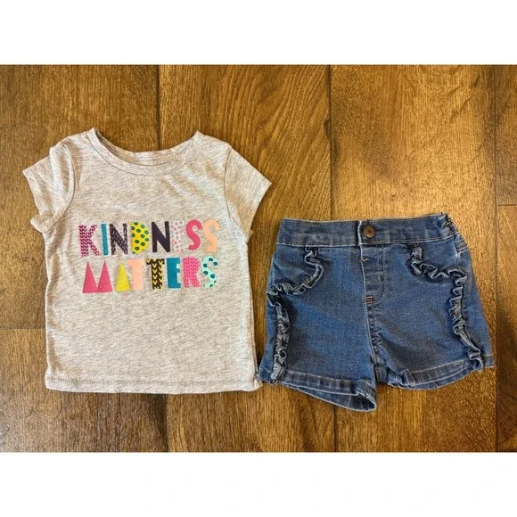 Baby Girl 12 Months Summer Clothes Skort Tutu Shirts Lot Bundle Outfits Kindness - Picture 12 of 16